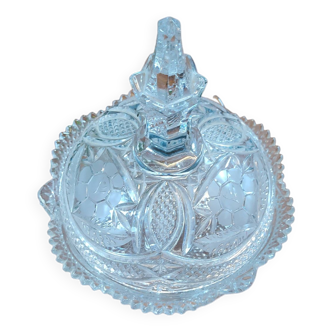 Vintage carved glass candy box