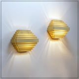 Pair of gold-plated aluminum wall lights by Jules Wabbes - 2 pairs available