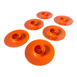 Rosti Mepal set of 6 orange egg cups, space age from Scandinavian design for apartment decoration
