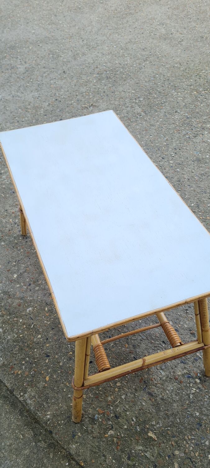 Rattan coffee table 50s
