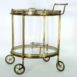 Mid-Century Modern Brass and Glass Bar Cart 1970s.