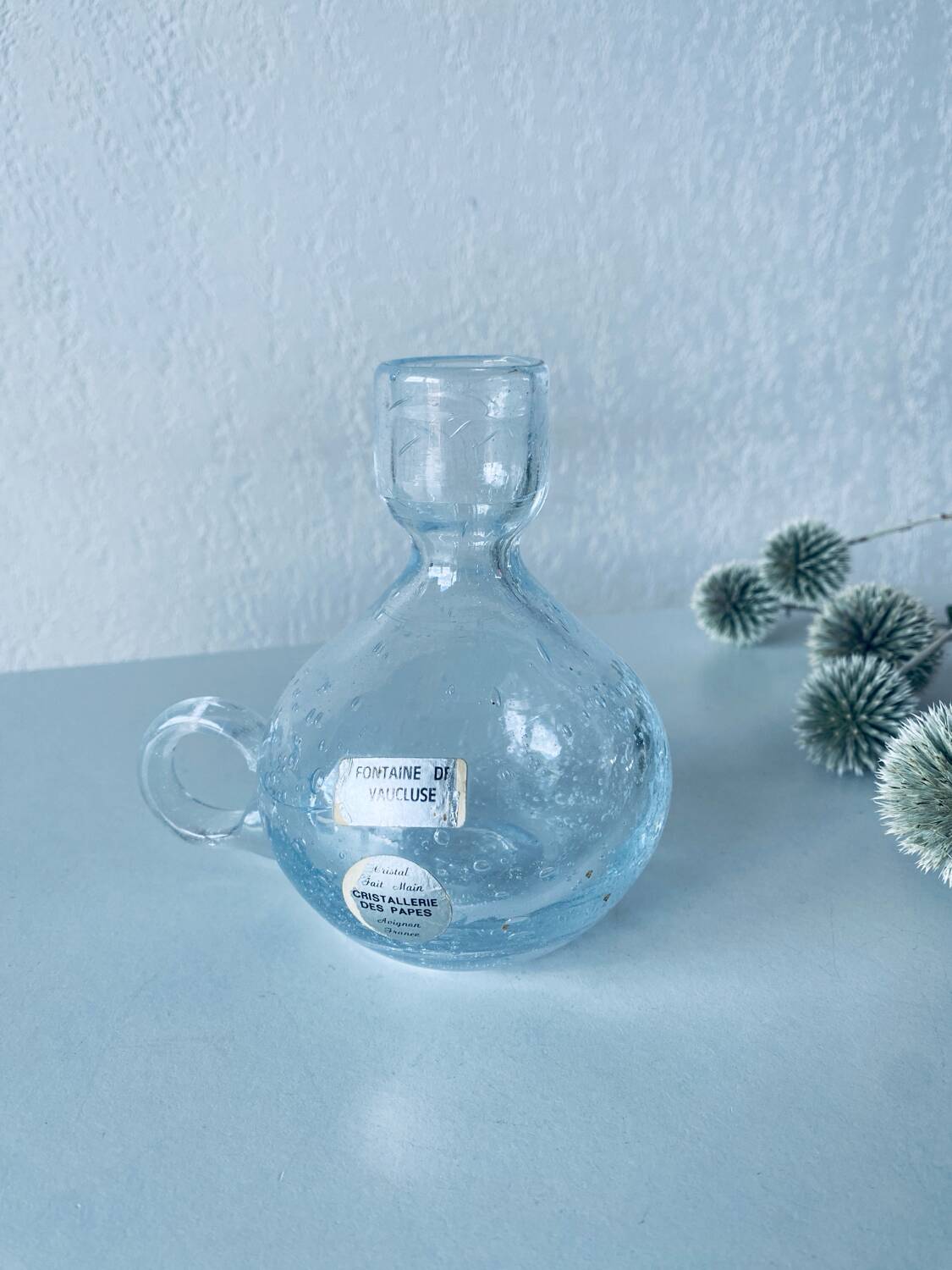 Blown crystal candle holder