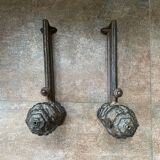 Paire de chenets en bronze style Louis XVI