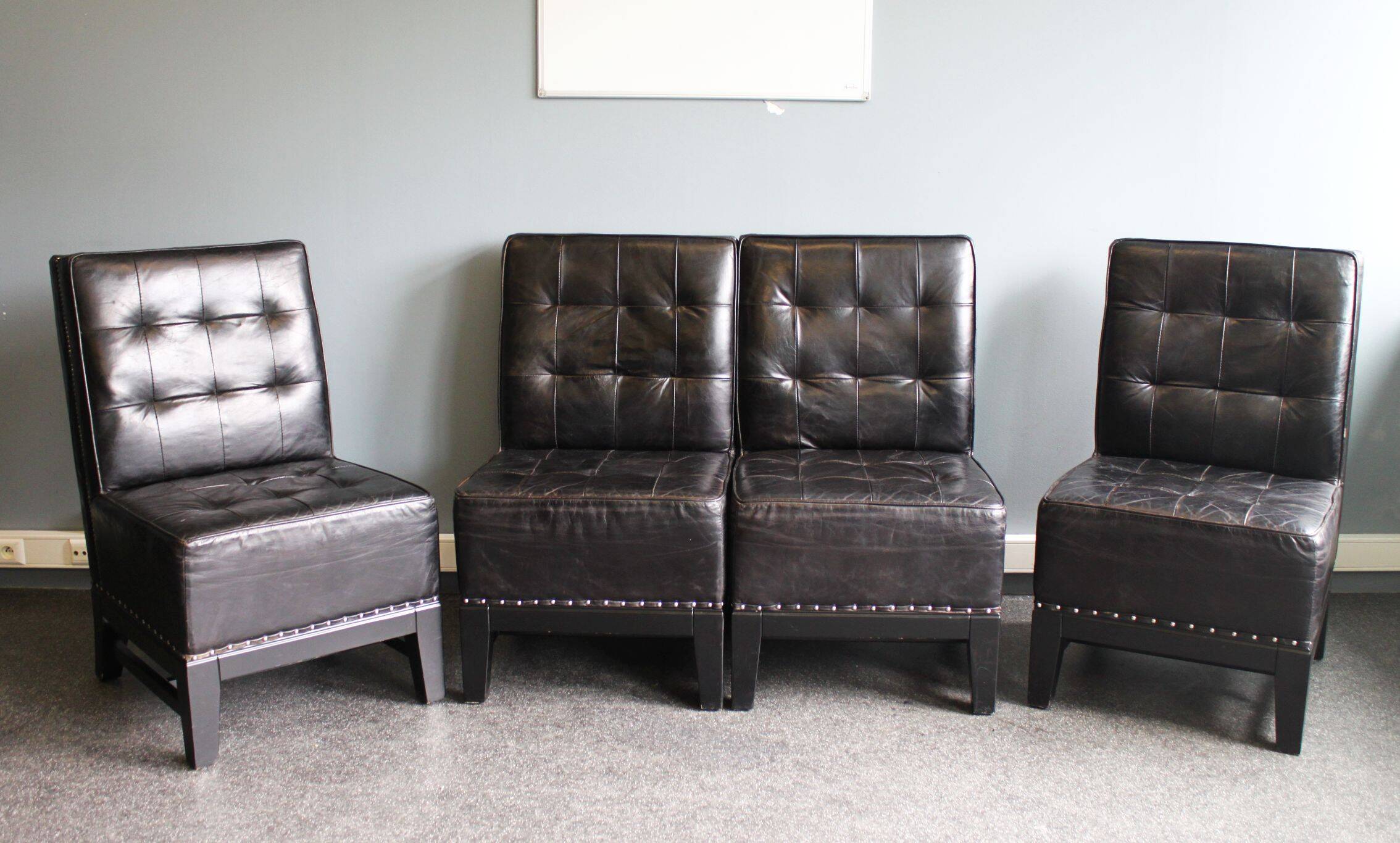 Modern black leather armchair, 20th century.