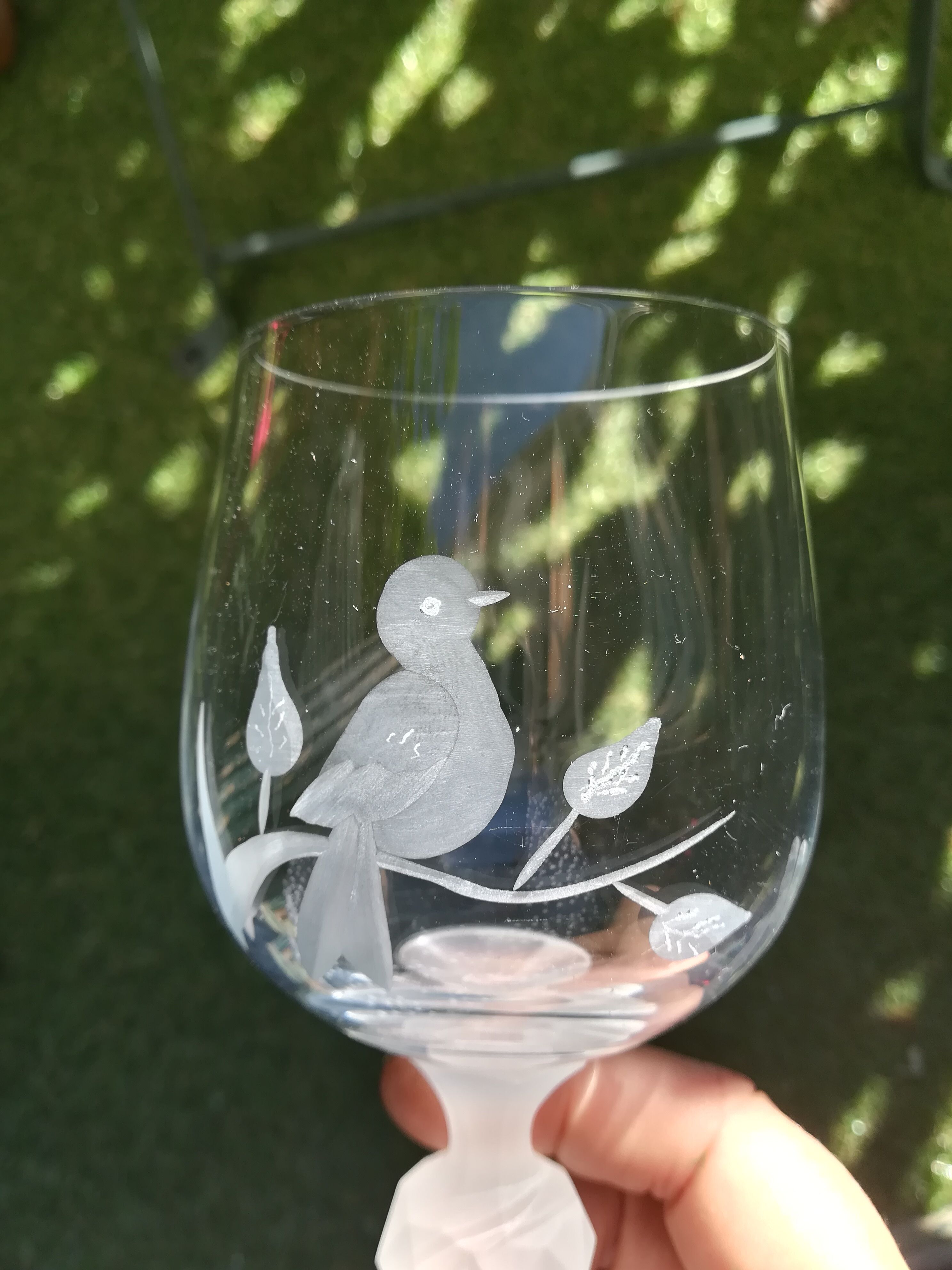 Set of 6 engraved crystal glasses