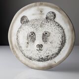 Oiva Toikka Ceramic Panda Bear Plate Nuutajärvi Finland 1983