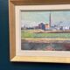 Swedish Oil on panel "Silhouette over Örebro" by HARRY THOMANDER, Framed 46x26cm