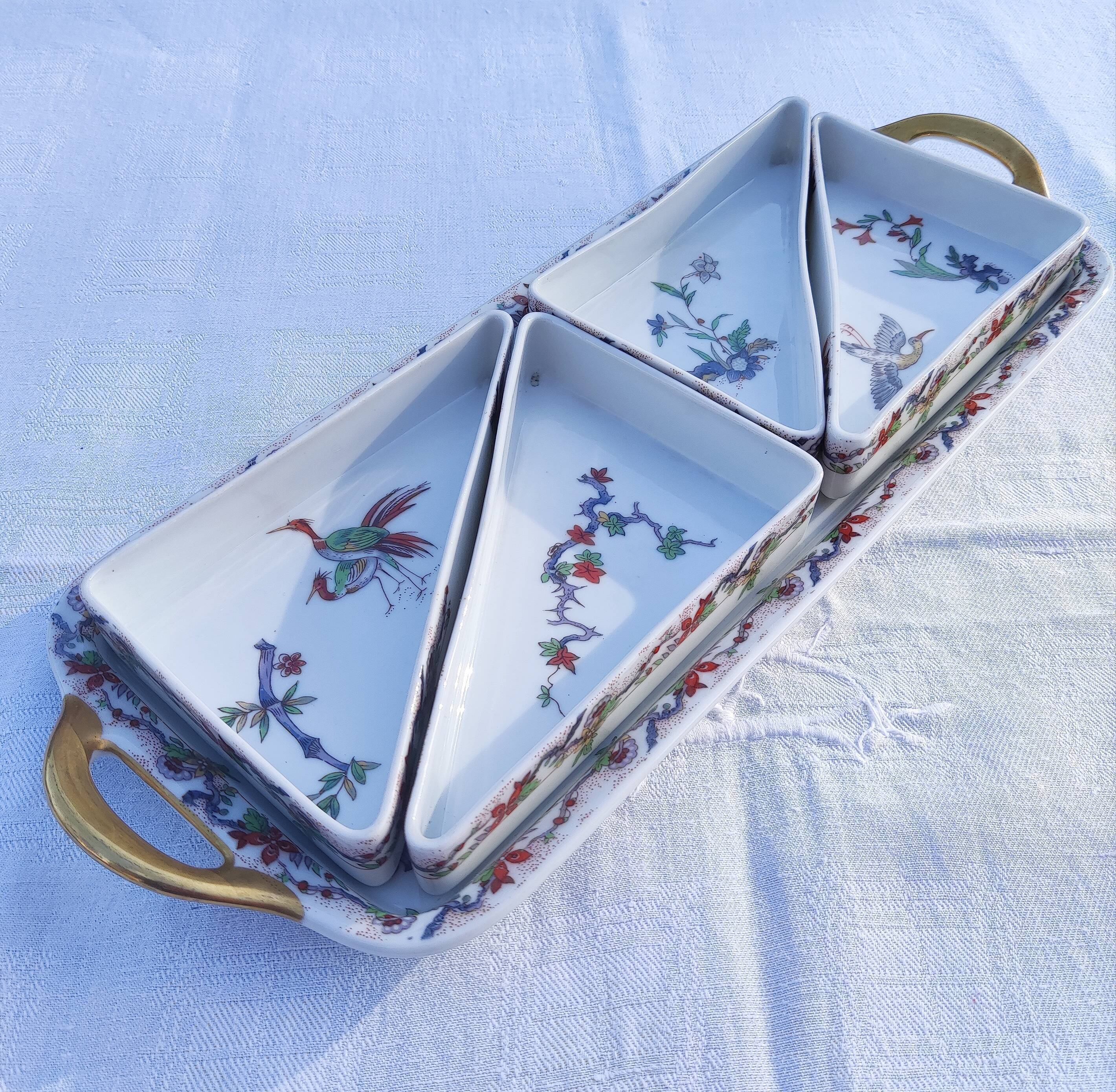 Lot De 4 Plats Apéritif Pillivuyt – Porcelaine Noire – Design Sylvie Amar – Neuf