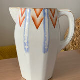Porcelain pitcher stamped AMC part of a 3-piece toiletries