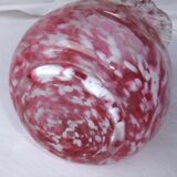 Vase ball old Clichy collection blown glass speckled white pink