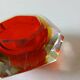 Murano ashtray Sommerso faceted glass red yellow vintage 60s-70s