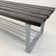 Vintage industrial metal & wood slatted bench, 1950's