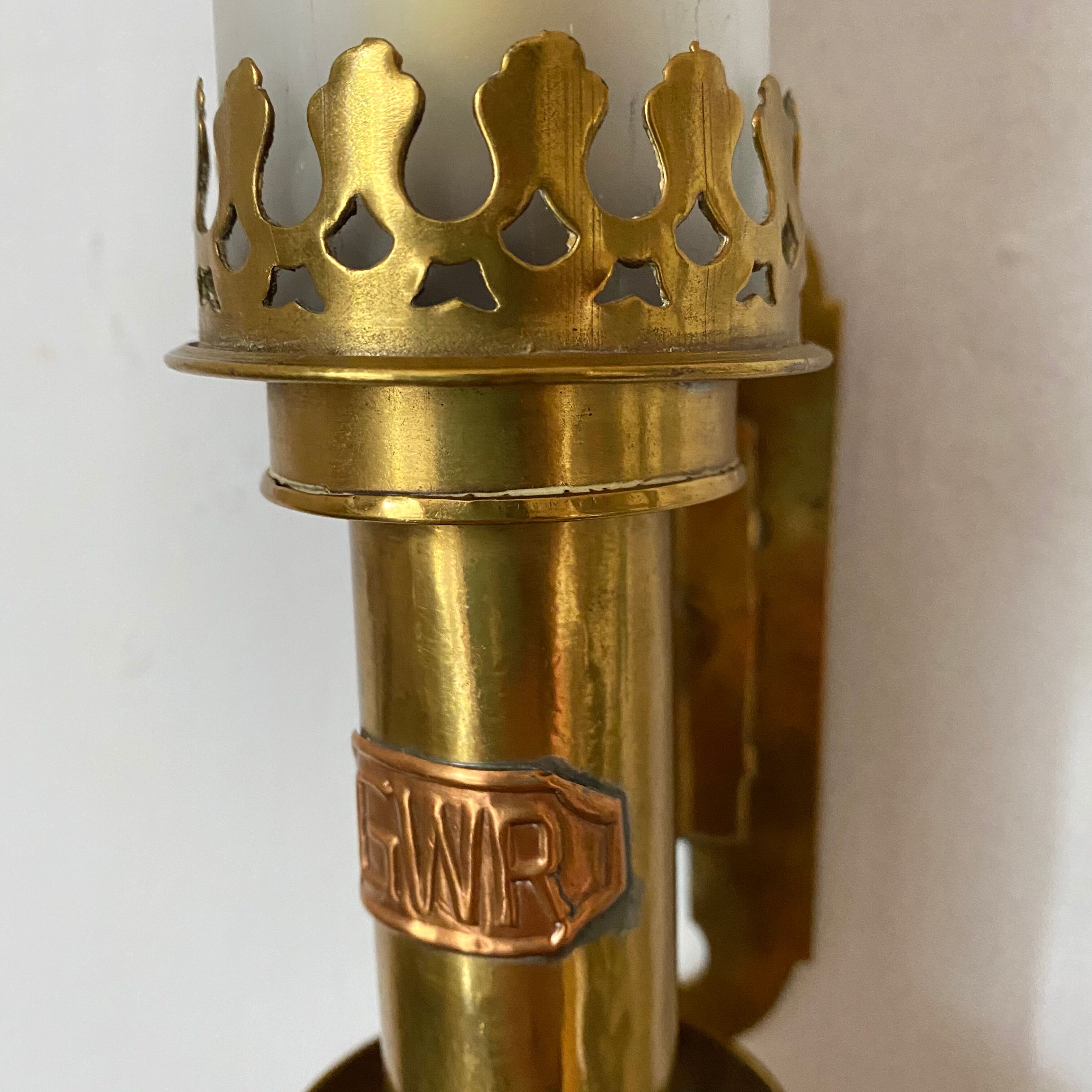 Antique brass train wall lamp
