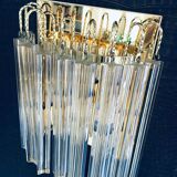 Hollywood Regency Style Glass & Brass Wall Lamp from Massive, Italy, 1980s