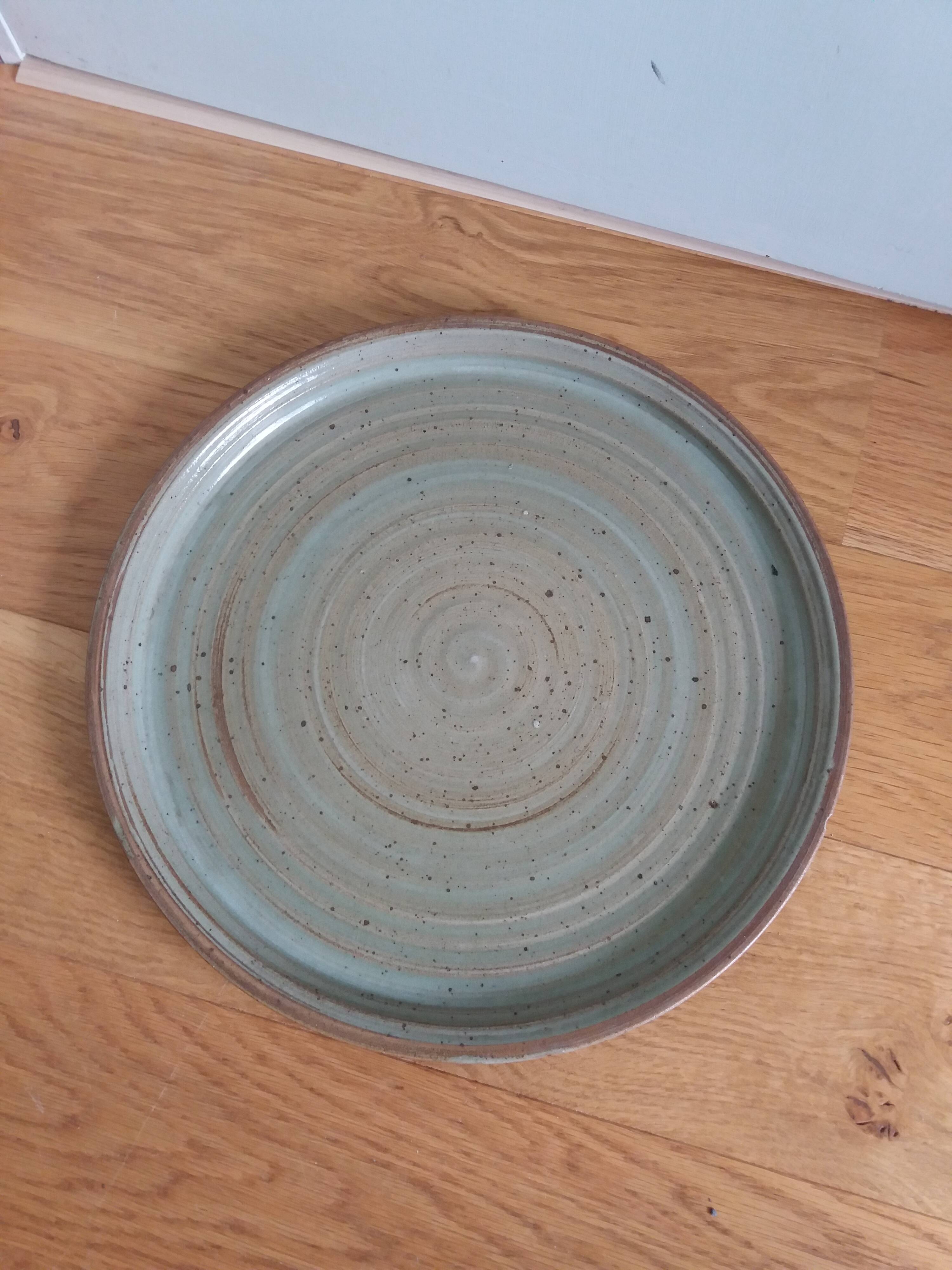 Plateau plat à tarte en grès 34 cm