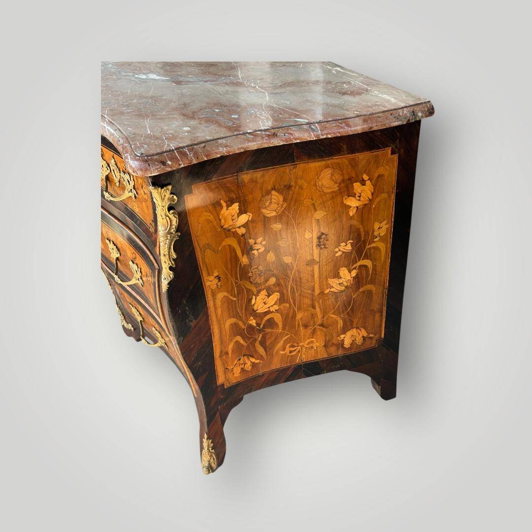 Louis XV period 18th century floral marquetry commode