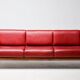 Johannes Andersen modern mid-century Danish canapé in rosewood and burgundy leather