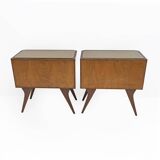 Pair of Mid-Century Modern Italian Walnut and Thuja Root Nightstands, 1950s