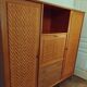 Wooden and rattan wardrobe