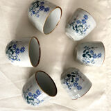 Set of 6 painted sandstone cups decorated with flowers