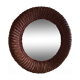 Round mirror, dark rattan