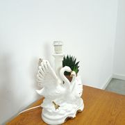 Porcelain lamp swans with vintage gold details