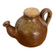 Antique brown beige pyrite stoneware teapot + vintage cork stopper