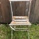 Vintage White Metal & Wood Folding Garden Chair