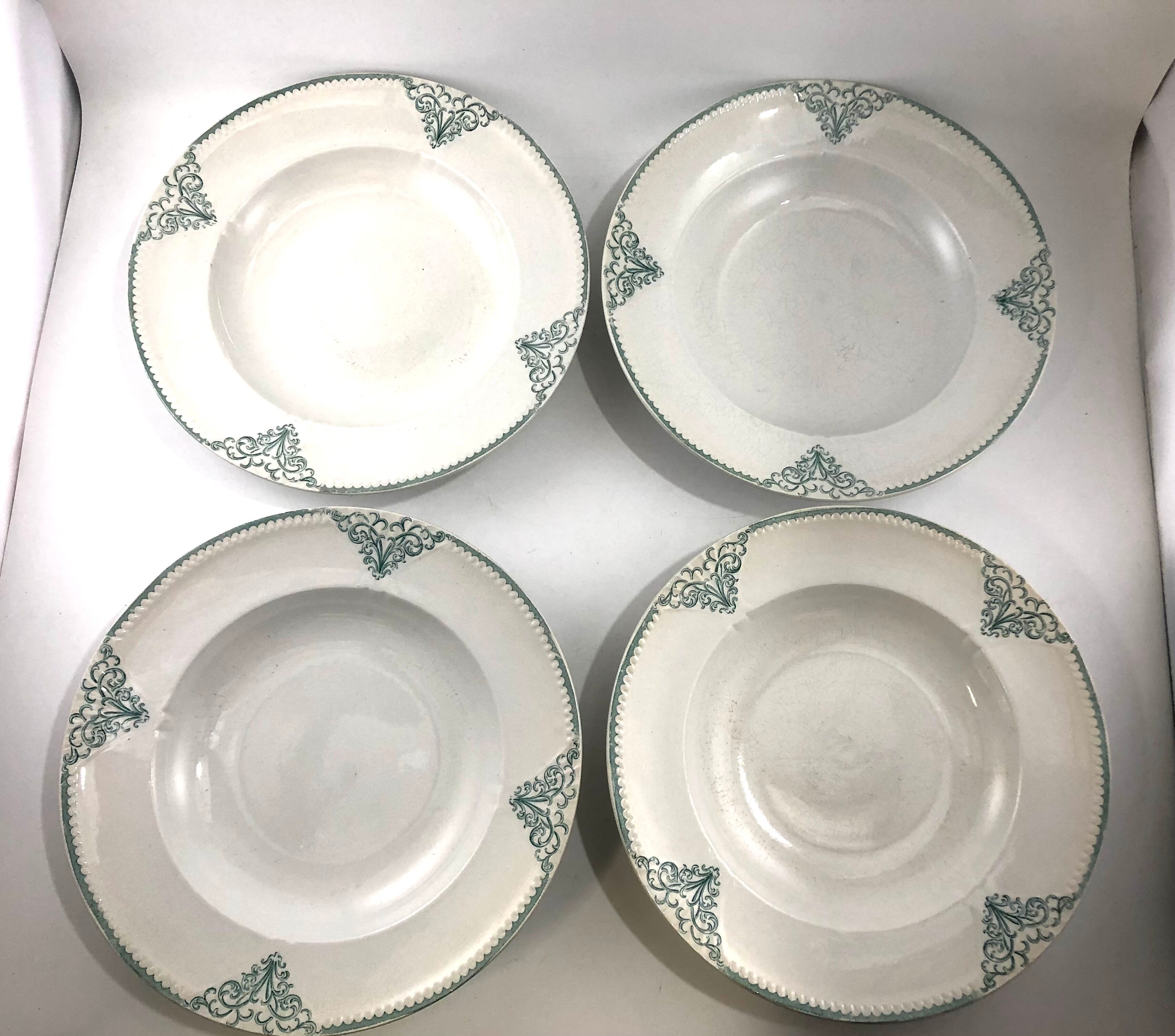 4 hollow plates Sarreguemines Digoin model Provence