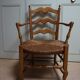 French country provence beech wood armchair with rush wicker seat