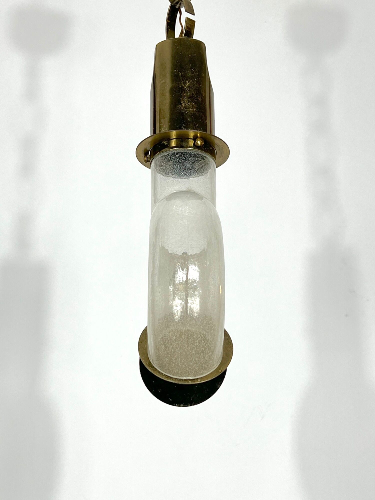 Mid-century modern brass and pulegoso chandelier by Carlo Nason