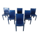 Vintage blue leather dining chairs by Arper Italy, 1980s