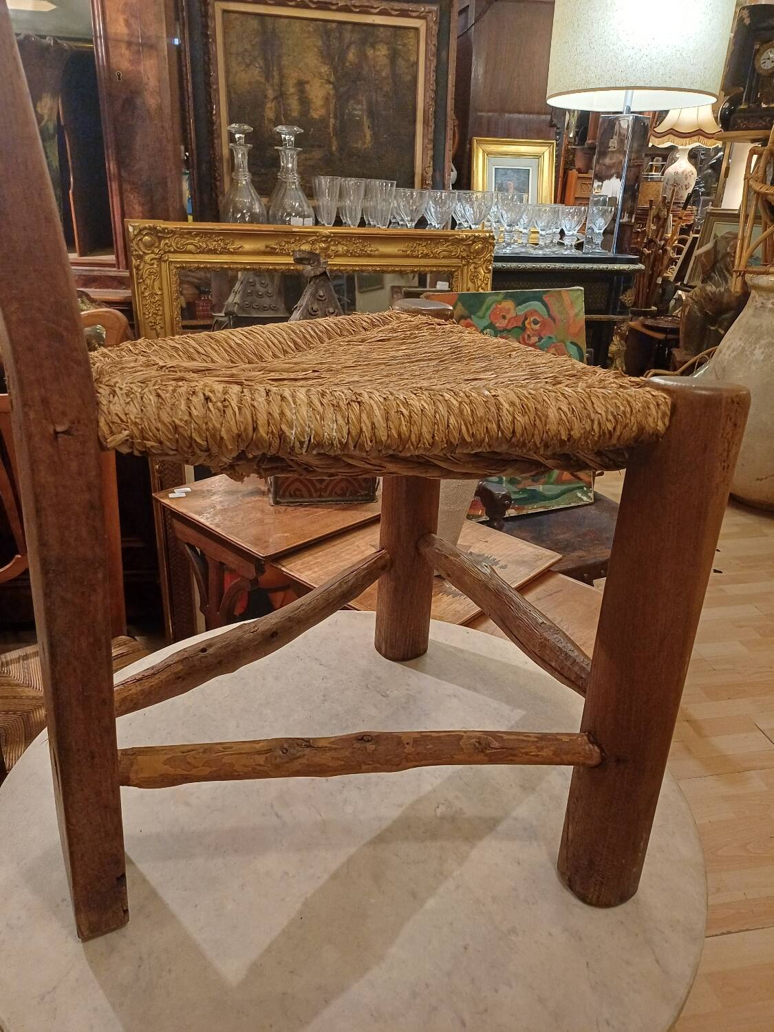 Brutalist Tripod Chair "Wabi-Sabi" Folk Art, 1900-1950