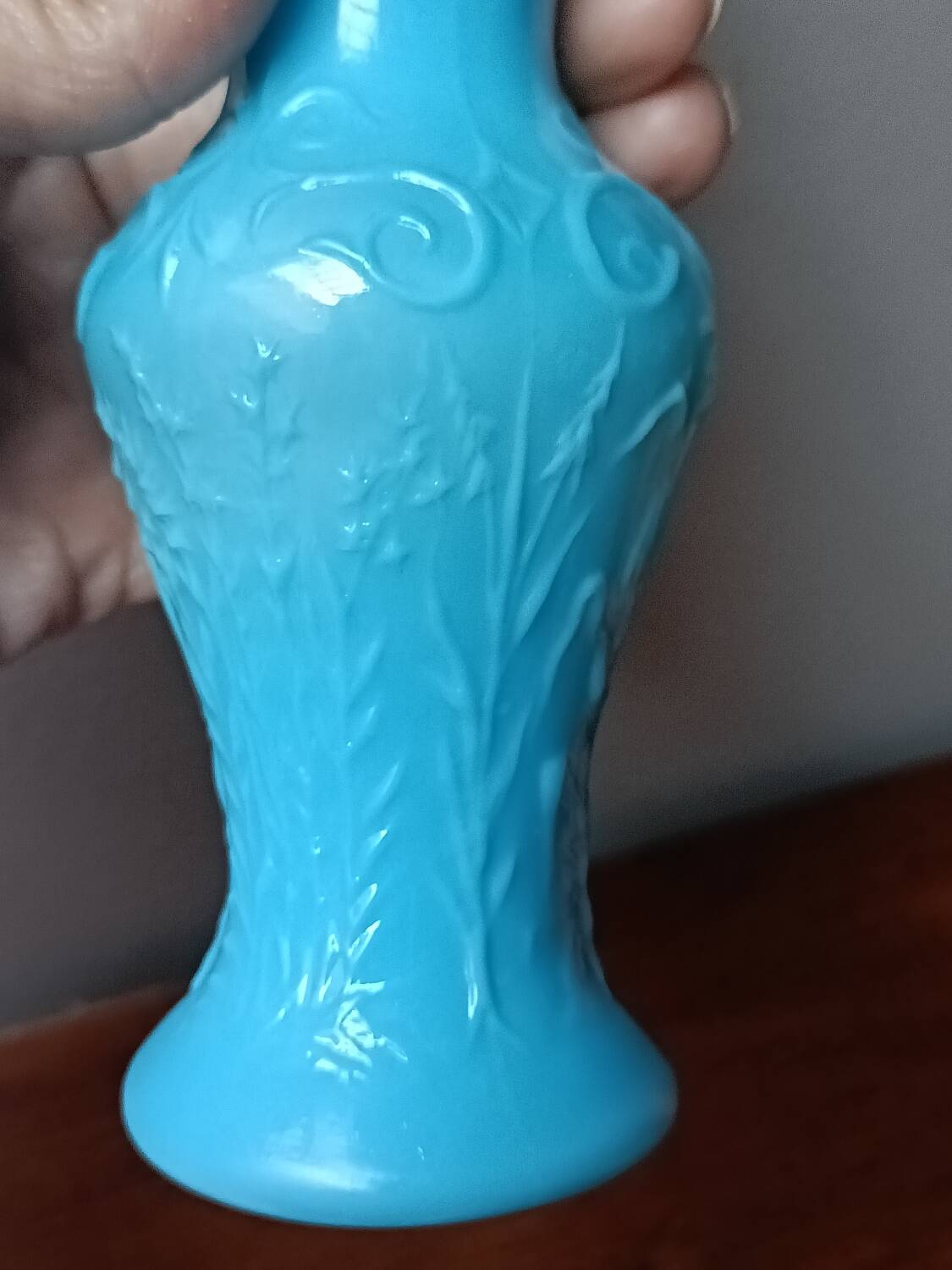 Small blue opaline vase