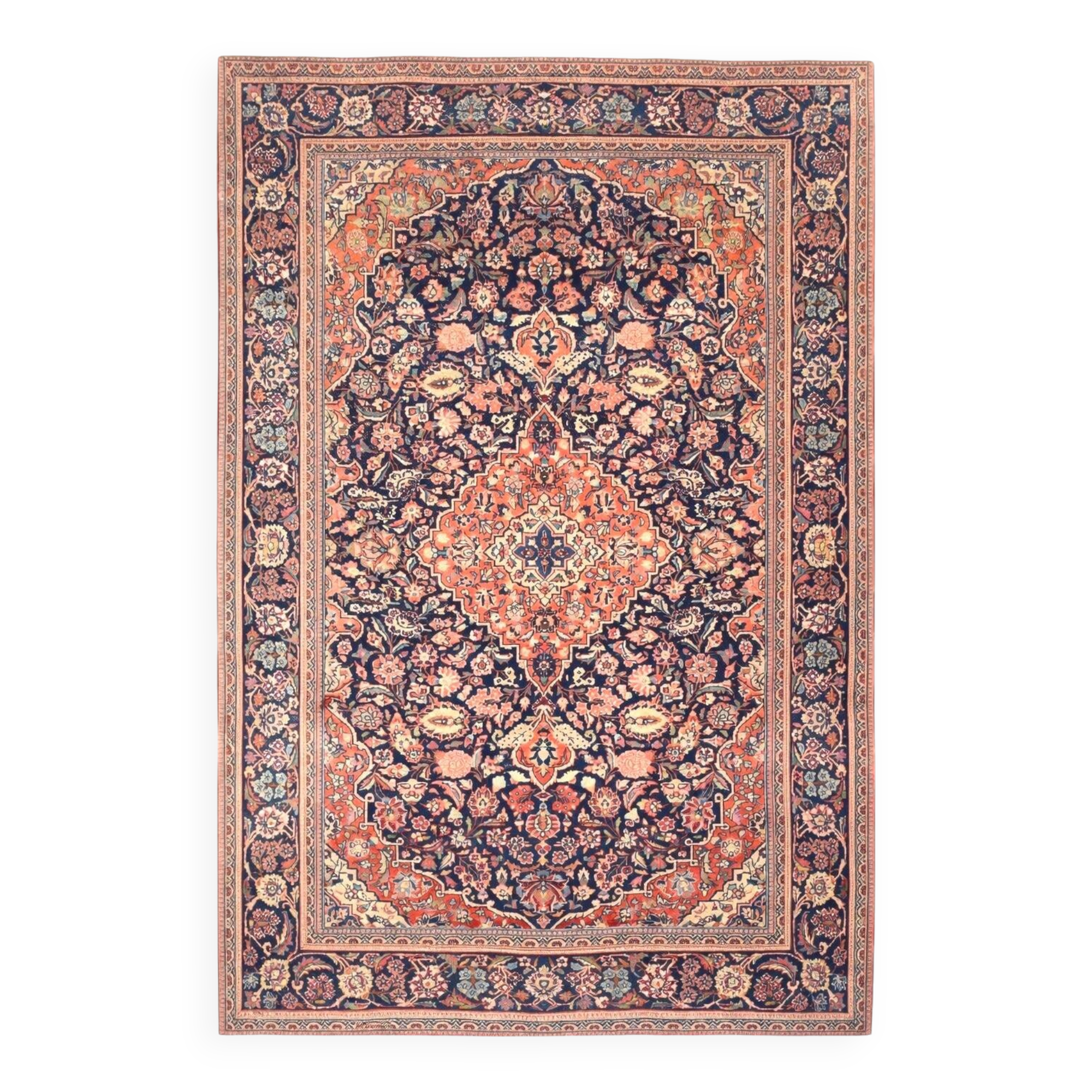 Persian Oriental Carpet Iran KASHAN Wool and Silk - Size: 1.32 X 2.00 Metres