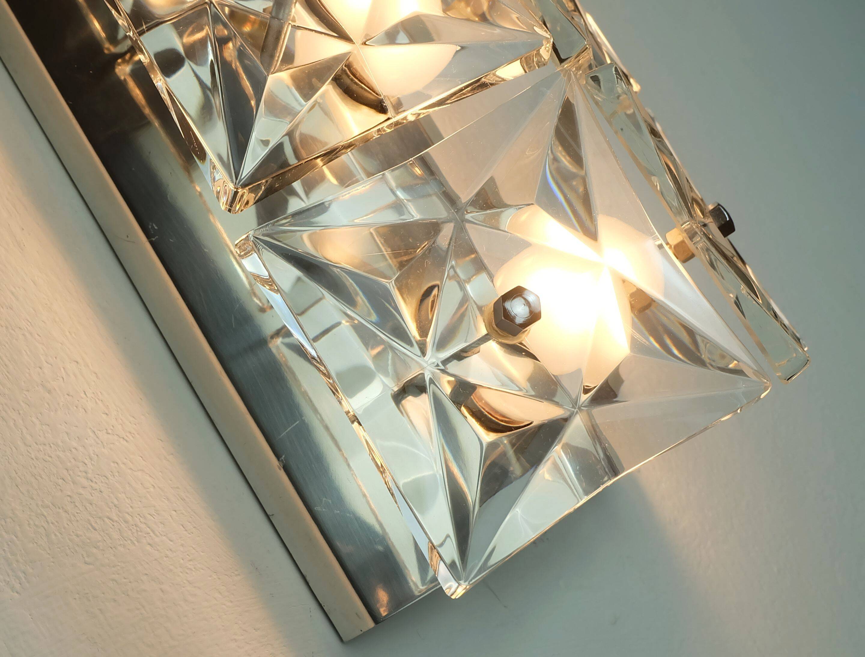 Kinkeldey mid century SCONCE crystal glass and chrome 6 glass prisms 1960s