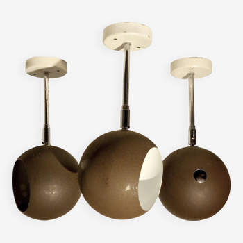 3 adjustable Hoffmeister pendant lamps, 1960s