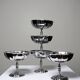 5 vintage-style bistro-style stainless steel dessert bowls on feet