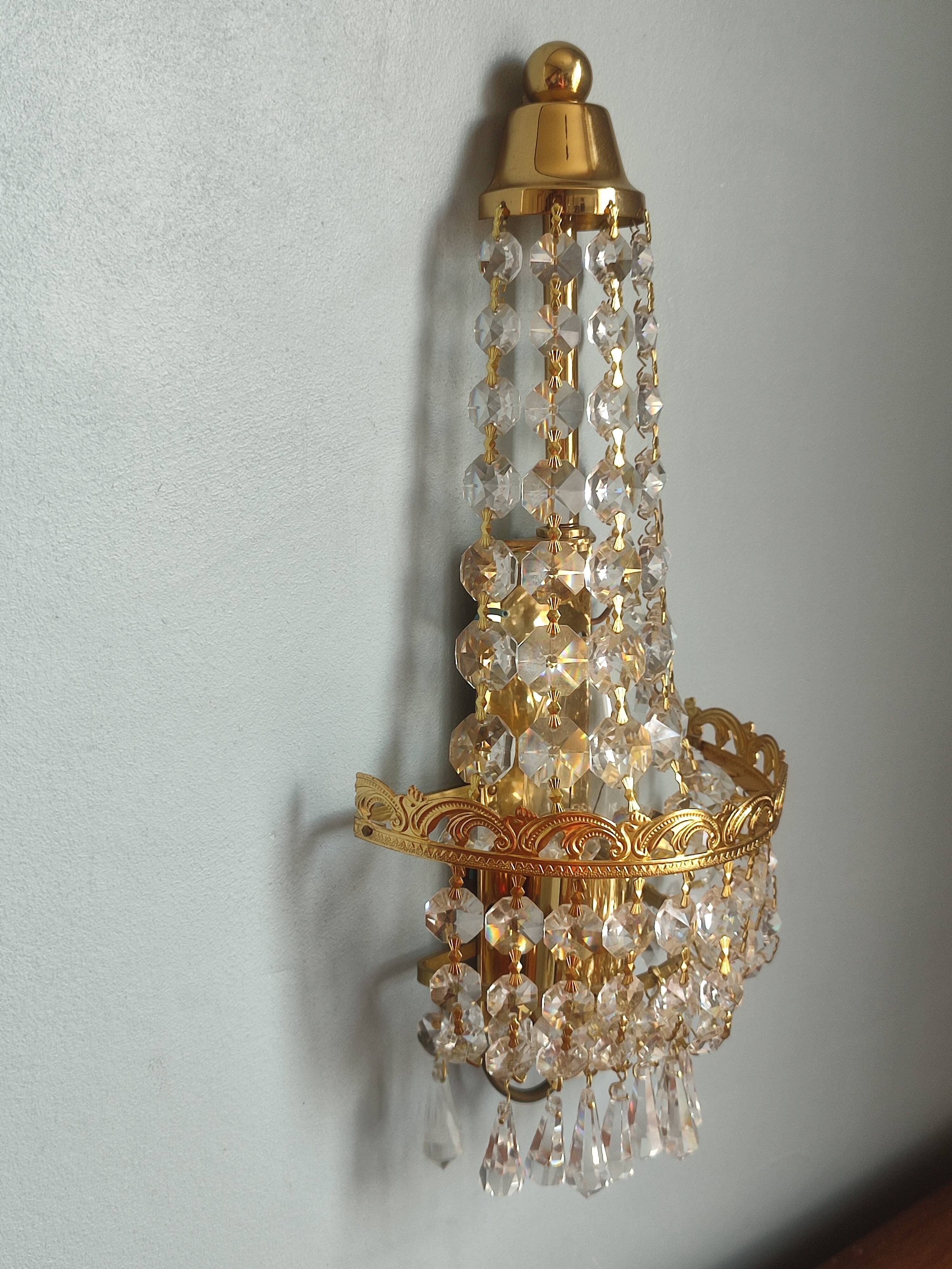 Pair of vintage Presiosa crystal wall lights