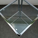 Piece of chrome sofa 2 glass shelves from 1970