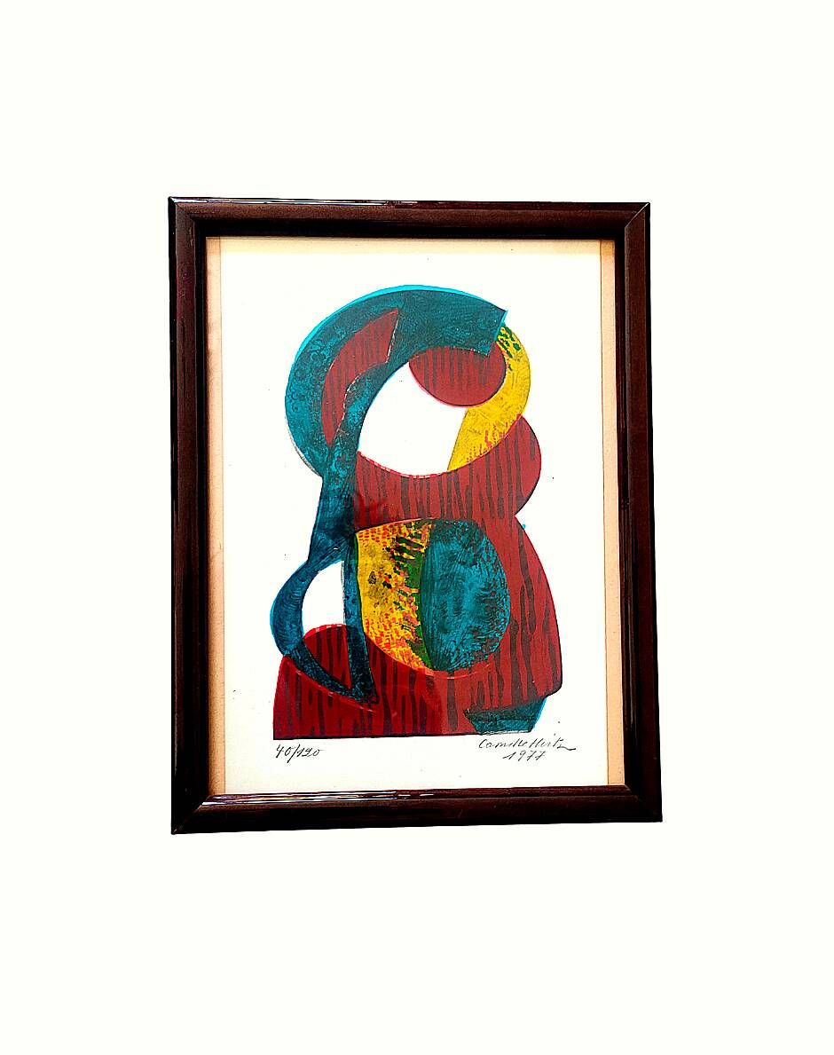 Painting by camille hirtz (1917-1987) – watercolor silkscreen print no. 40/120 – 1977