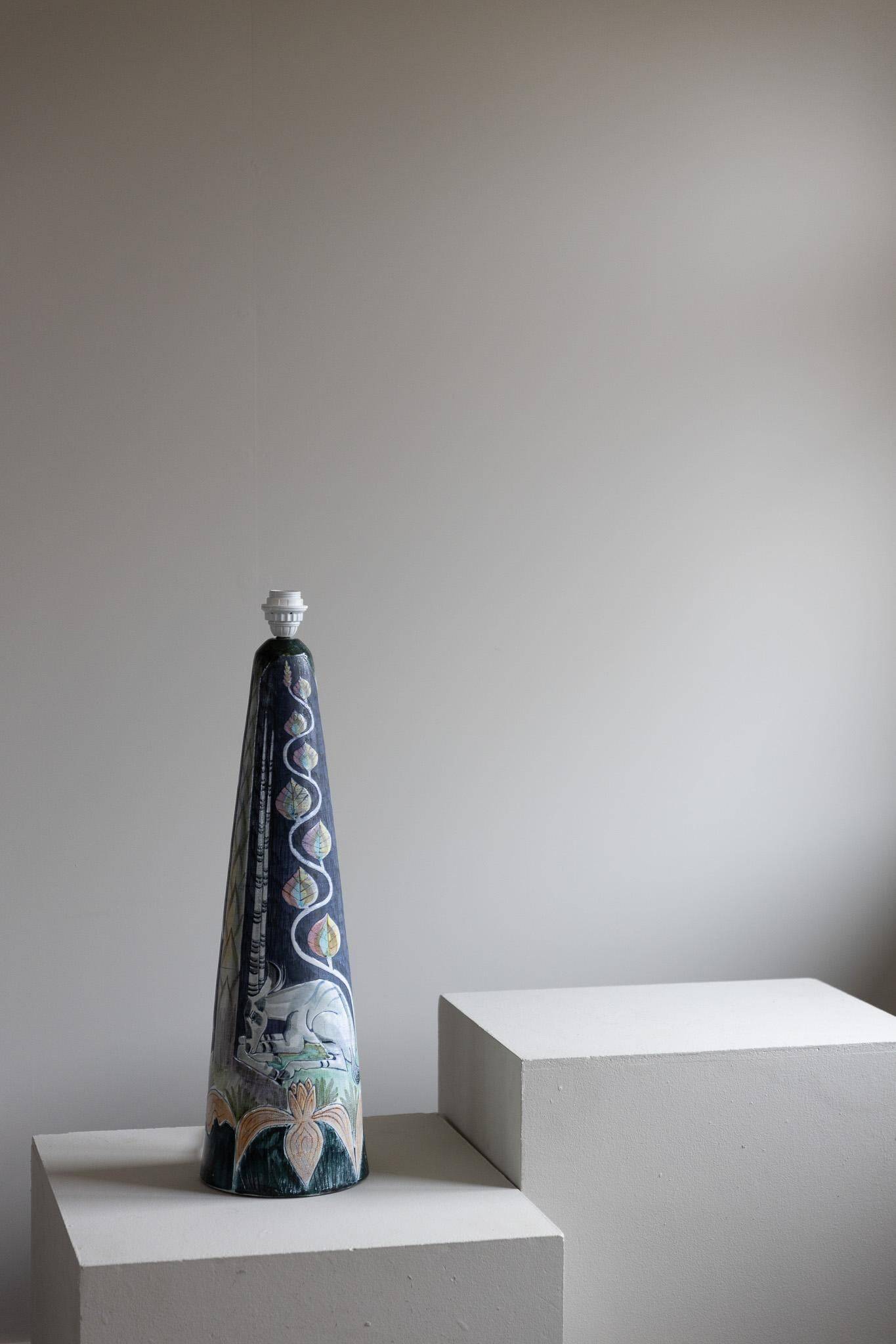 Marian Zawadzki "Oryx" Unique Floor Lamp, Tilgmans Ceramic, Sweden, Dated 1960