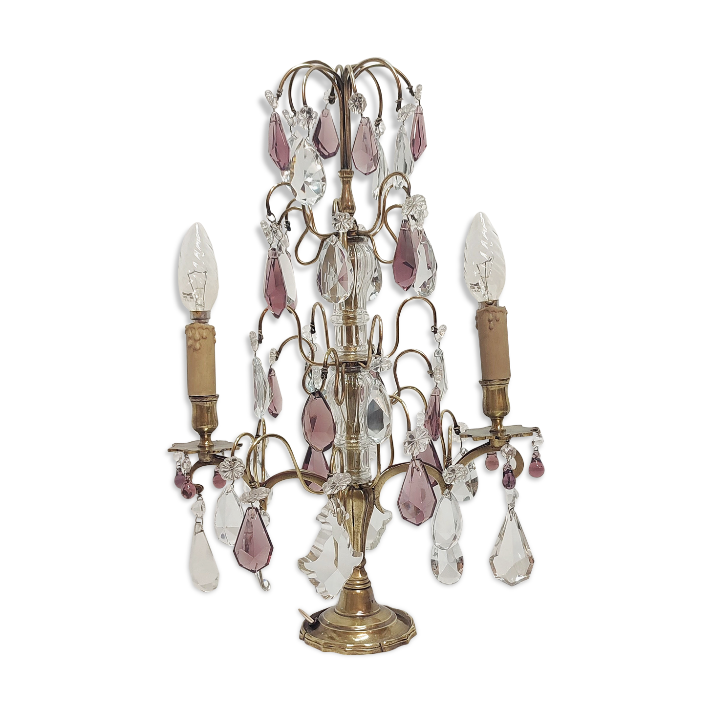 Lampe de table en bronze et cristal, France