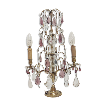Lampe de table en bronze et cristal, France