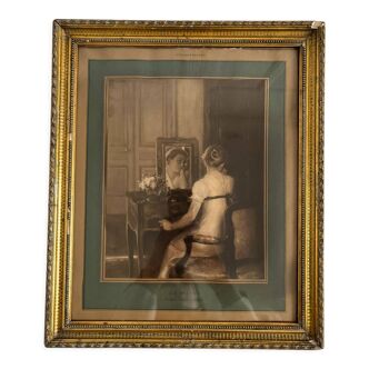 Framed old photograph, reproduction of a work by Jules Alexis Muenier