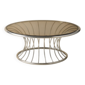 Table basse vintage chrome & verre