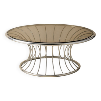 Vintage chrome and glass coffee table