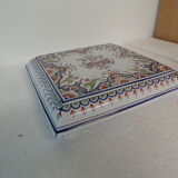 Table mat of rouen faience hand-painted floral decoration