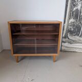 Vintage display cabinet in light wood, 1970s.
