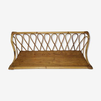 Vintage rattan wall shelf, 64 cm